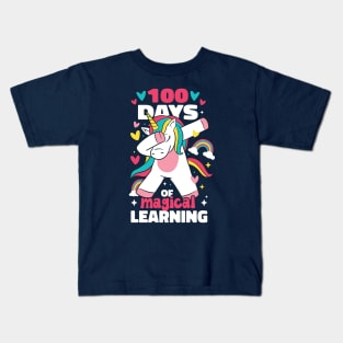 100 Days of Magical Learning // Funny Dabbing Unicorn 100th Day of School Kids T-Shirt